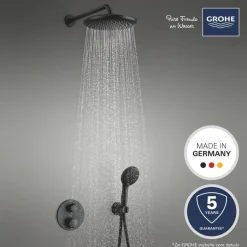 Grohe Precision Thermostat Perfect inbouw douchesysteem met Vitalio Comfort 250 hoofddouche rond Mat Zwart