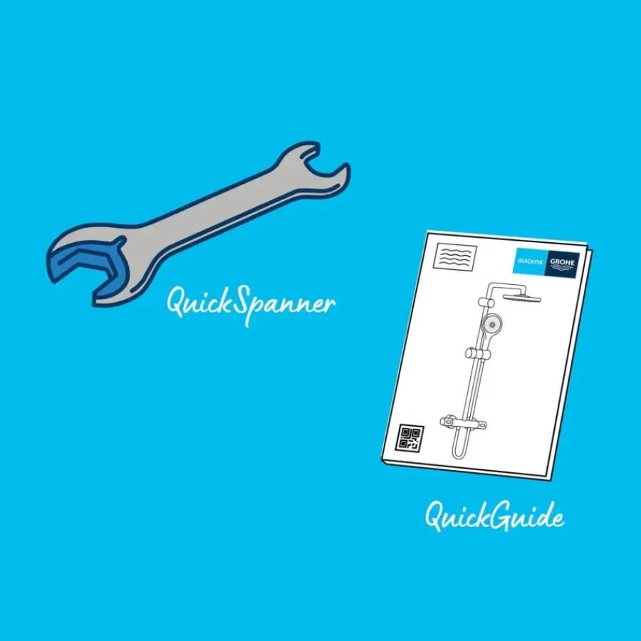 Grohe regendoucheset Quickfix Vitalio Joy - hoofddouche 26 cm - met handdouche en thermostaatkraan 3 standen chroom - hartafstand kraan 15 cm
