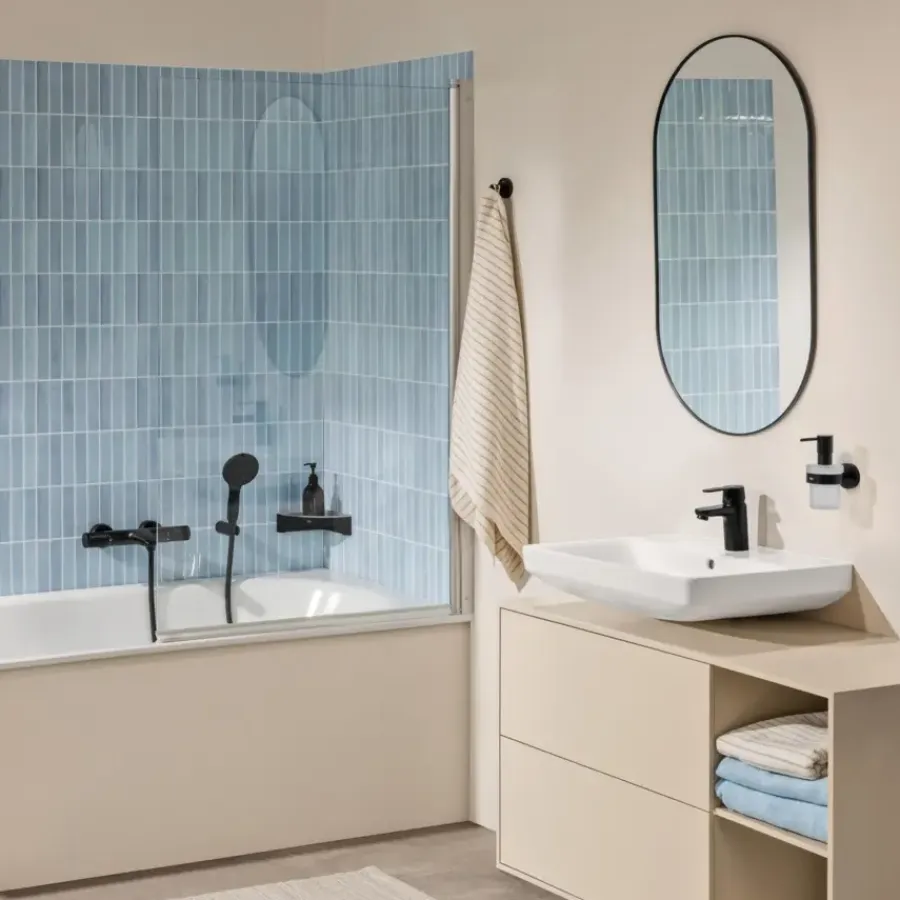 Grohe thermostatische badkraan Precision Feel mat zwart 15 cm