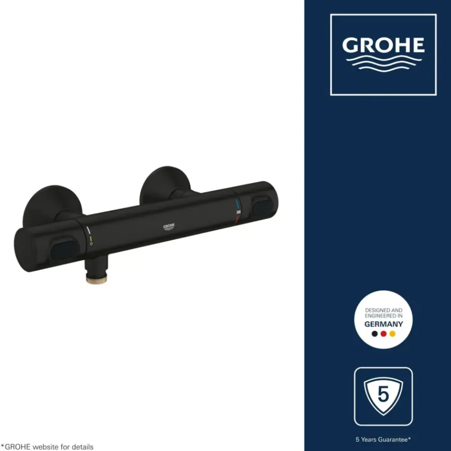 Grohe thermostatische douchekraan Precision Flow mat zwart 15 cm