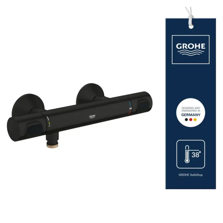 Grohe thermostatische douchekraan Precision Flow mat zwart 15 cm