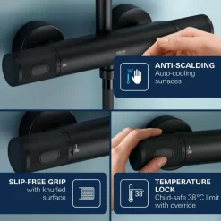 Grohe thermostatische douchekraan Precision Feel mat zwart 15 cm