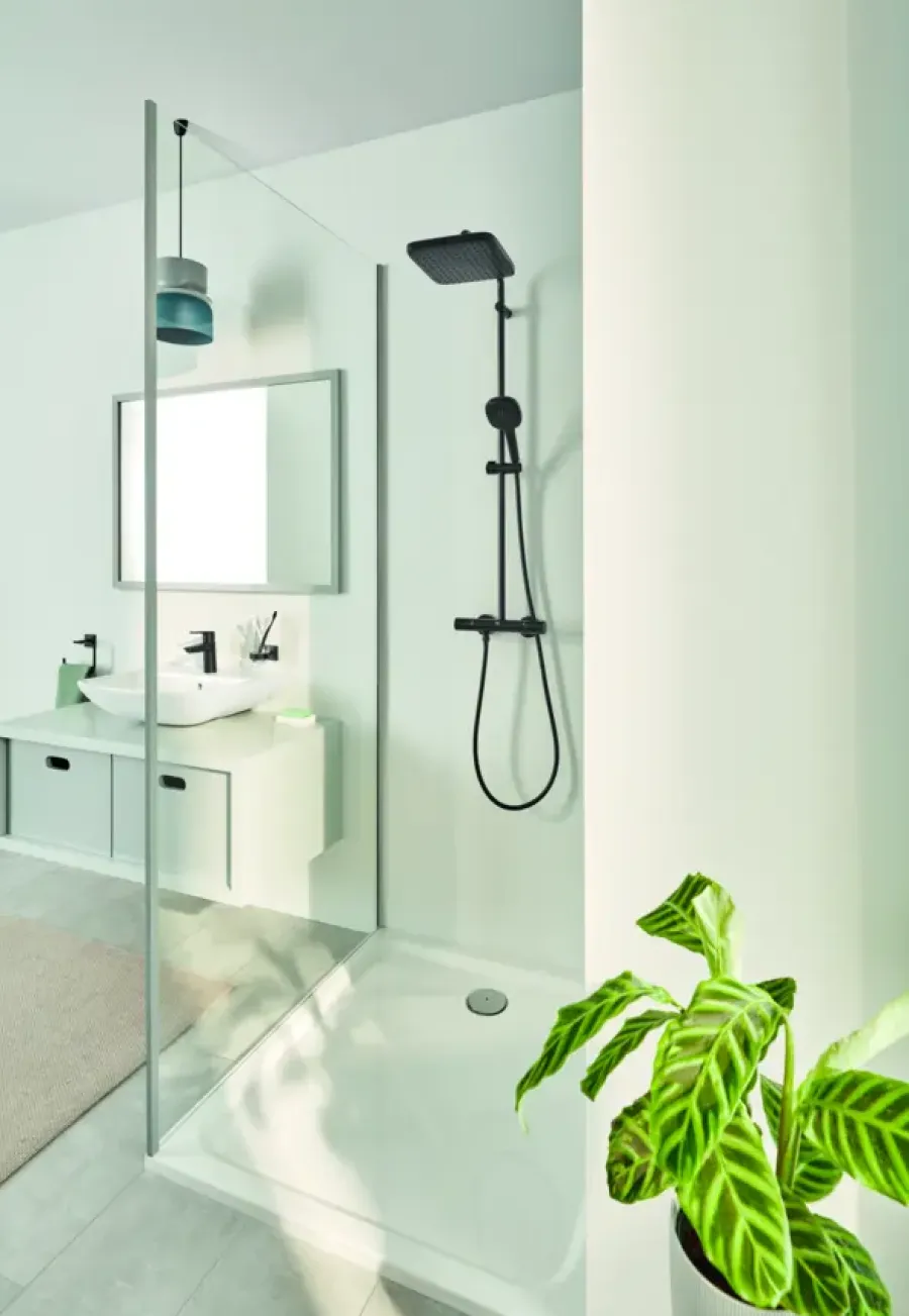 Grohe Vitalio Comfort 250 douchesysteem met thermostaatkraan mat zwart