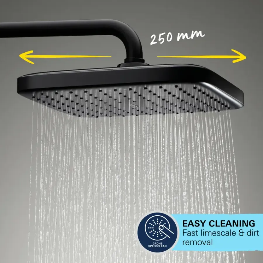 Grohe Vitalio Comfort 250 douchesysteem met thermostaatkraan mat zwart