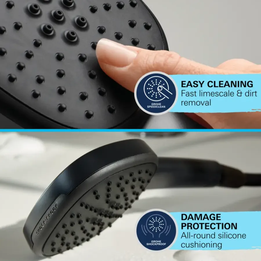 Grohe Vitalio Comfort 250 douchesysteem met thermostaatkraan mat zwart