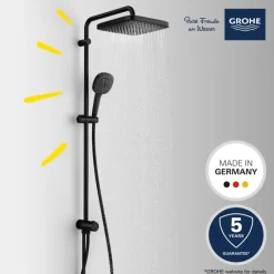Grohe Vitalio Comfort 2025 regendouchesysteem met omstelkraan mat zwart