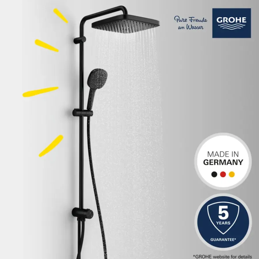 Grohe Vitalio Comfort 2025 regendouchesysteem met omstelkraan mat zwart