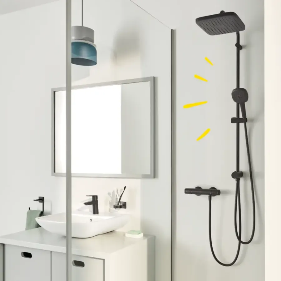Grohe Vitalio Comfort 2025 regendouchesysteem met omstelkraan mat zwart
