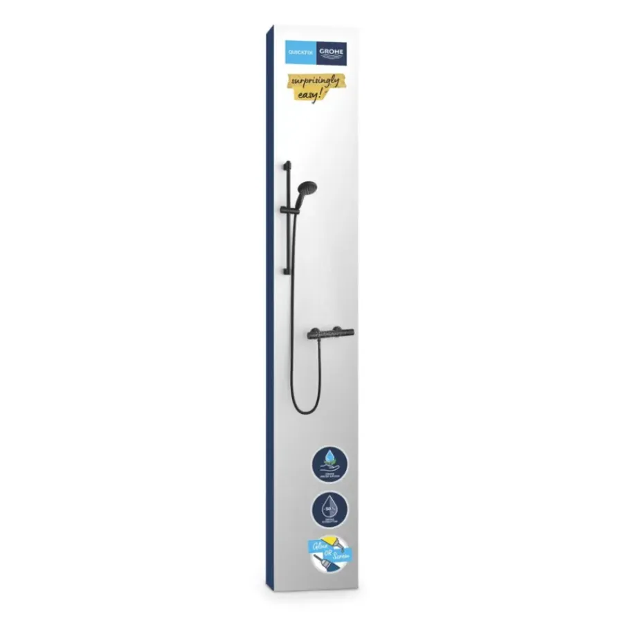 Grohe Vitalio Start doucheset Precision Start met thermostaatkraan mat zwart