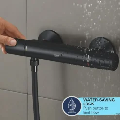 Grohe Vitalio Start doucheset Precision Start met thermostaatkraan mat zwart