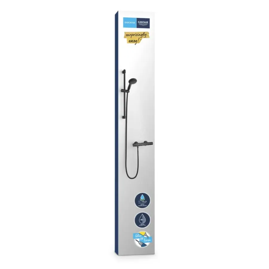 Grohe Vitalio Start doucheset Precision Start met thermostaatkraan mat zwart