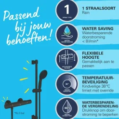 Grohe Vitalio Start doucheset Precision Start met thermostaatkraan mat zwart