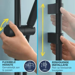 Grohe Vitalio Start doucheset Precision Start met thermostaatkraan mat zwart