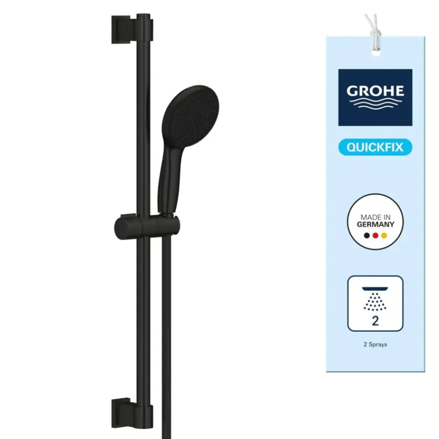 Grohe Vitalio Start 110 glijstangset douche mat zwart 60 cm