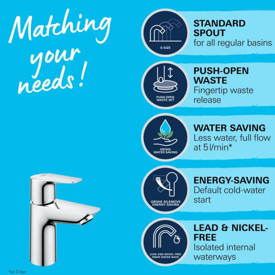 Grohe wastafelkraan Start edge S-size QuickFix chroom
