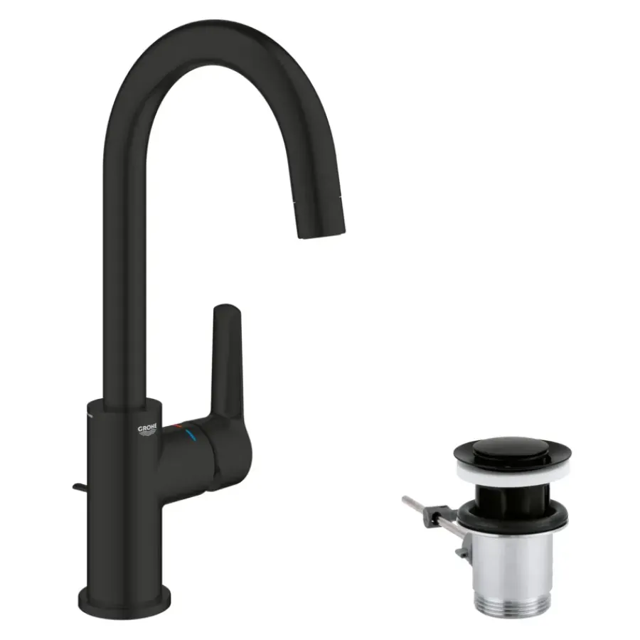Grohe Wastafelmengkraan Start L-Size met waste Mat Zwart