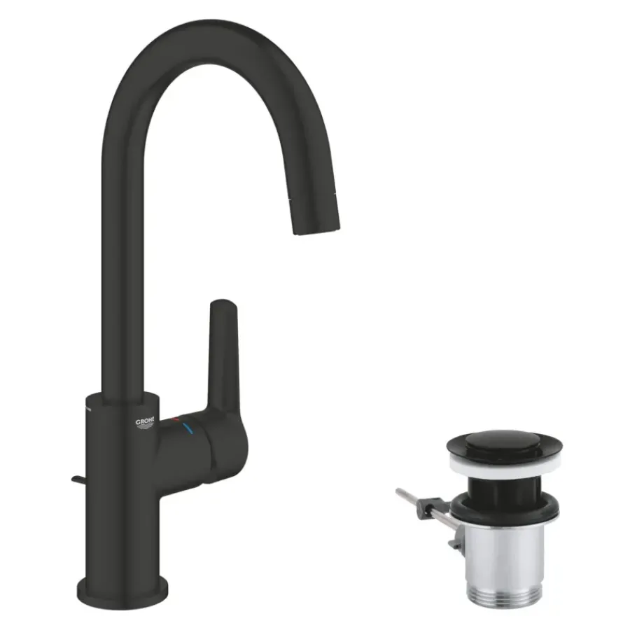 Grohe Wastafelmengkraan Start L-Size met waste Mat Zwart