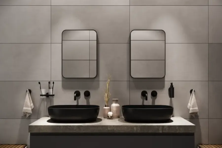 Haceka badkamerspiegel Deco mat zwart 55 x 40 cm rechthoek afgeronde hoeken