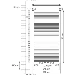 Haceka designradiator Gobi chroom 1110 mm x 590 mm