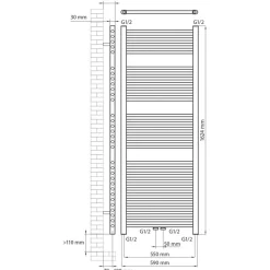 Haceka design radiator Gobi wit 6-punts 162 x 59 cm