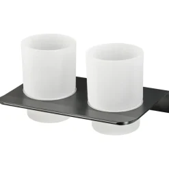 Haceka dubbele tandenborstelhouder beker Redefine aluminium mat zwart