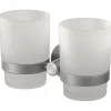 Haceka Kosmos dubbele tandenborstelhouder beker glas RVS