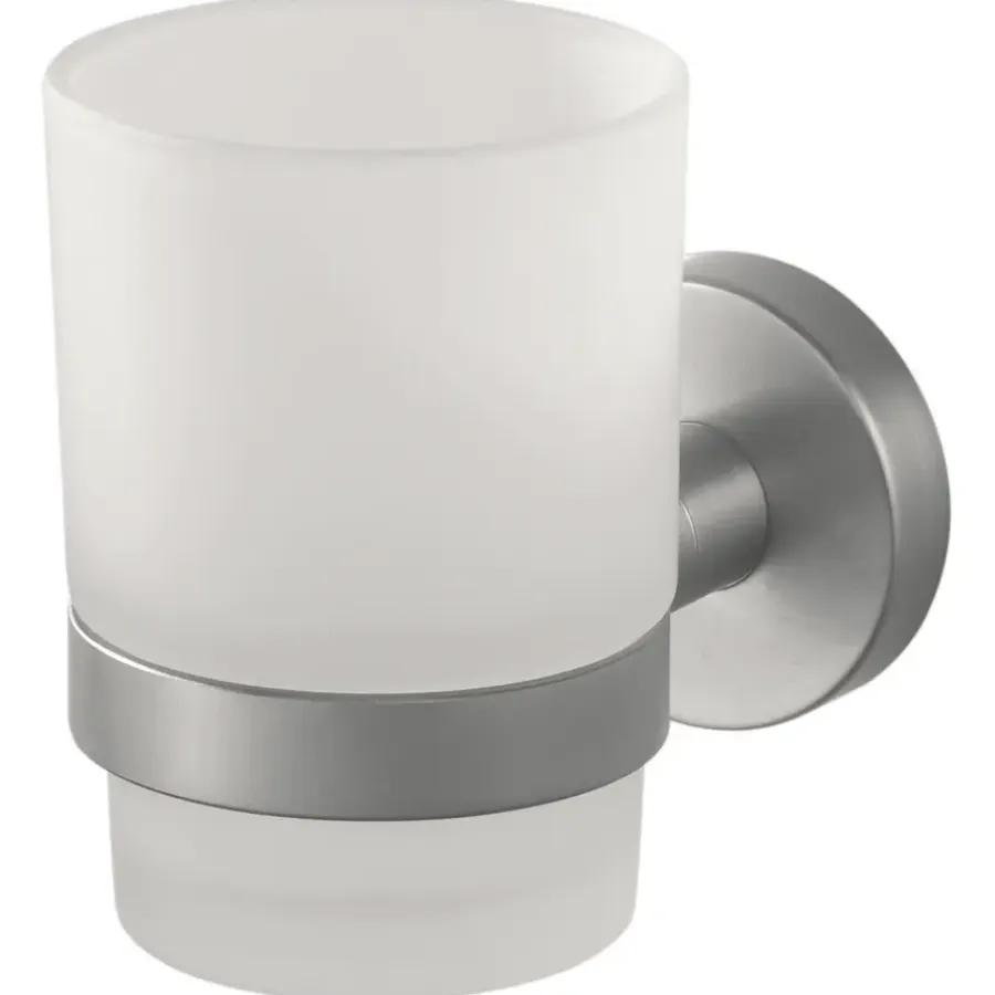 Haceka Kosmos enkele tandenborstelhouder beker glas RVS