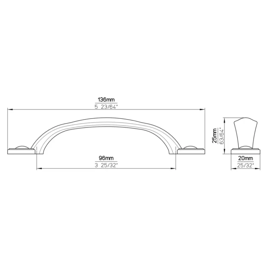 Siro Handgreep Fleur messing antiek 96mm