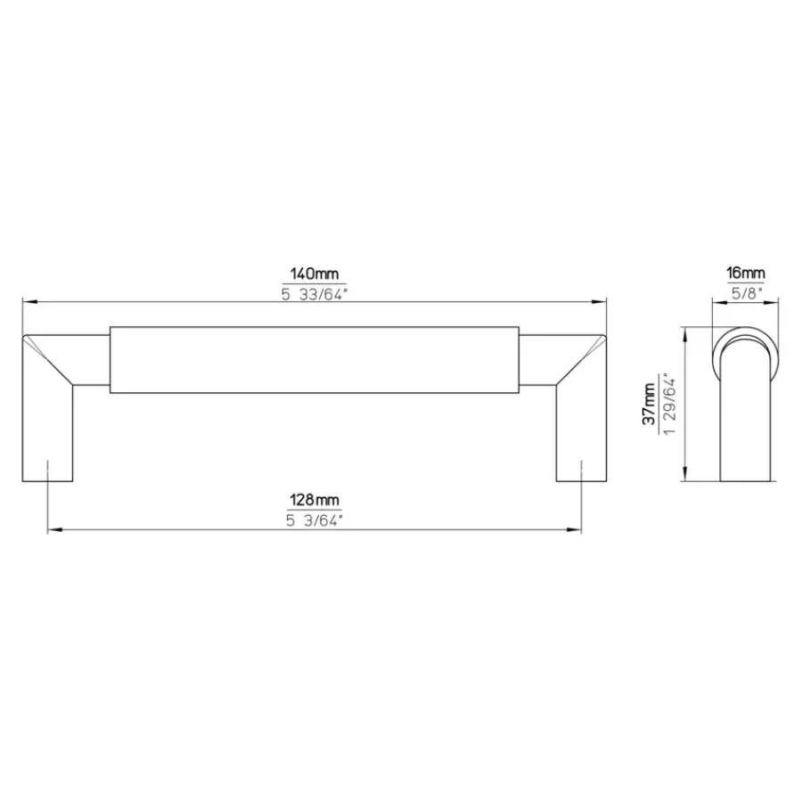 Siro Handgreep Jara zwart 128mm