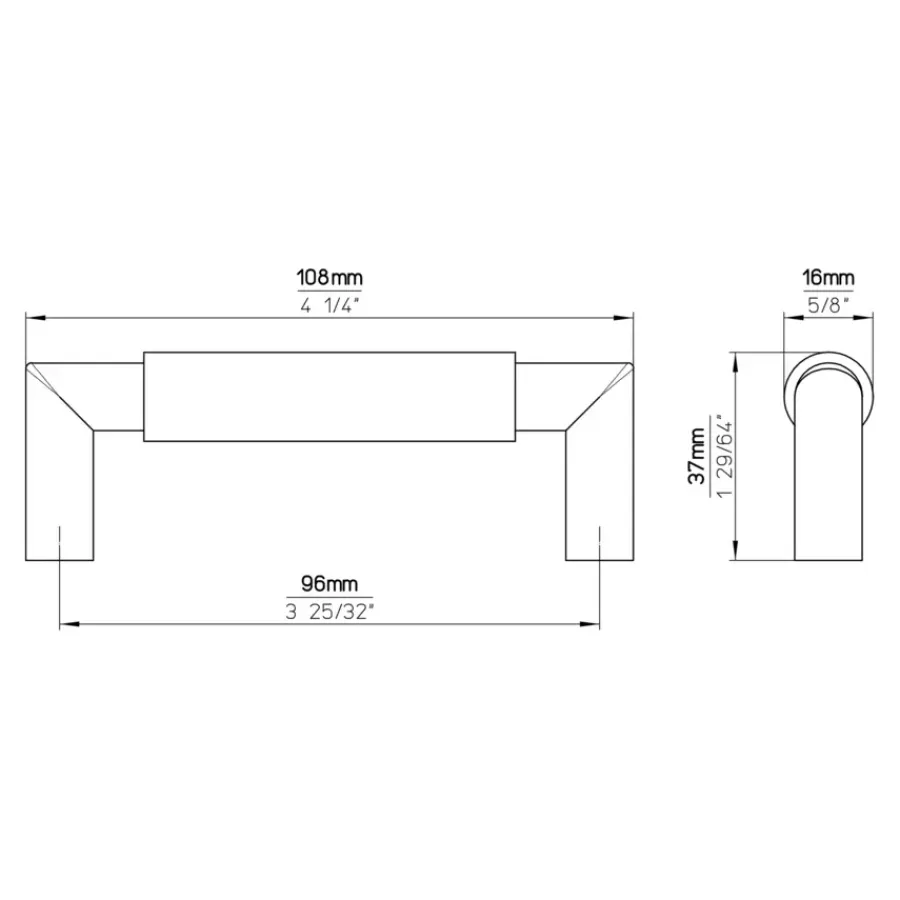 Siro Handgreep Jara zwart 96mm