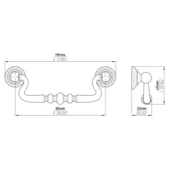 Siro Handgreep Linda messing antiek 96mm
