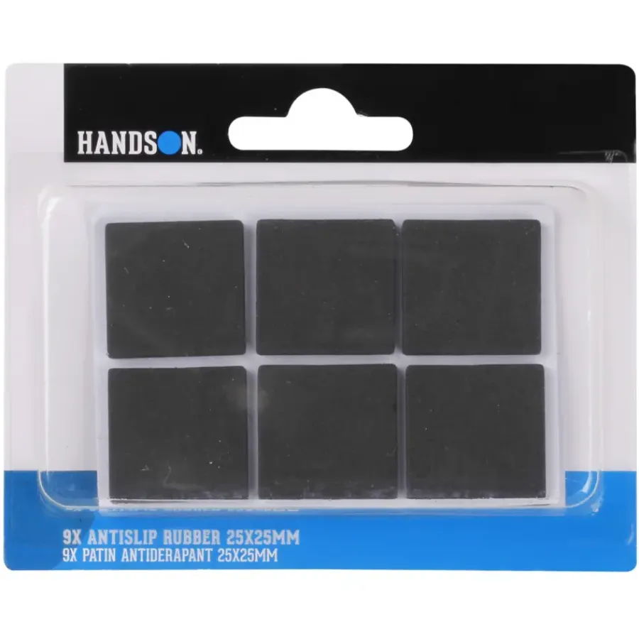 Handson anti slip rubber 25x25 mm zwart 9 stuks