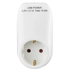 Handson doorvoerstekker RA 2 USB-aansluitingen wit