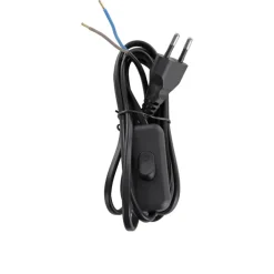 Handson Eurosnoer met Schakelaar Zwart 2 Meter