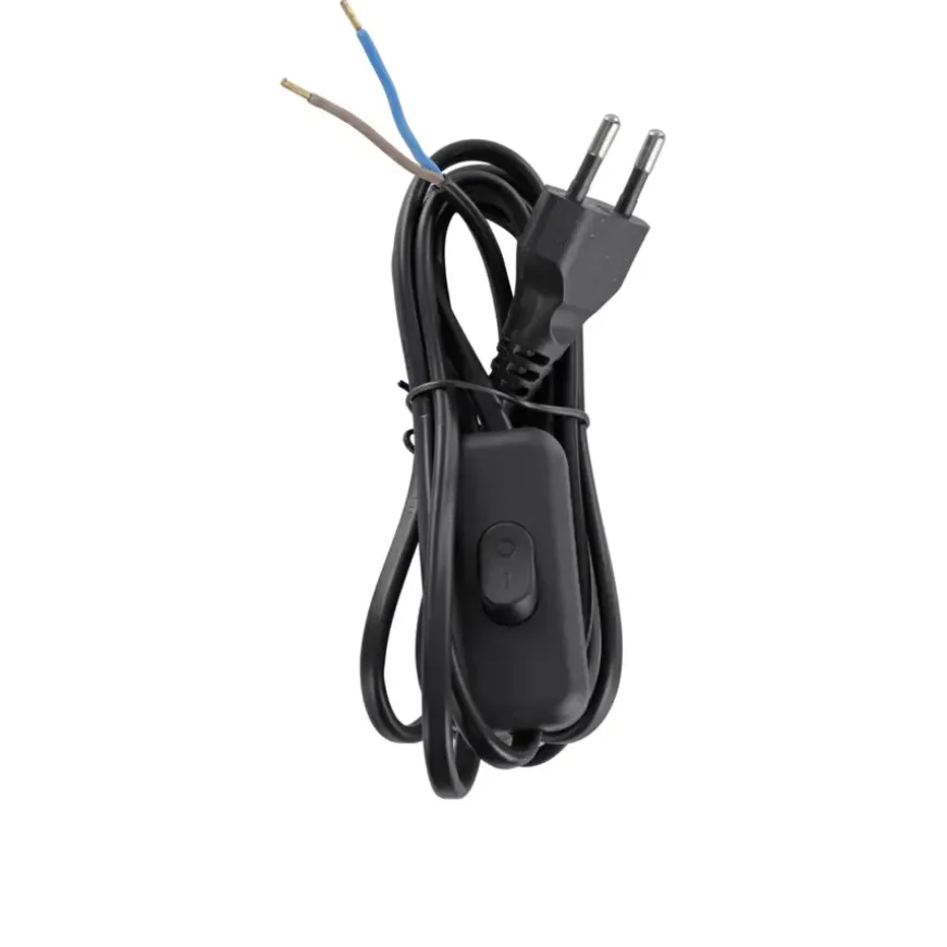 Handson Eurosnoer met Schakelaar Zwart 2 Meter