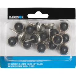 Handson meubelglijder glijnagel rubber nikkel Ø18 mm 16 stuks