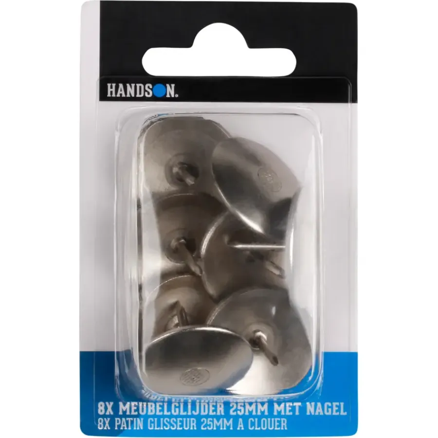 Handson meubelglijder glijnagel nikkel Ø25 mm 8 stuks