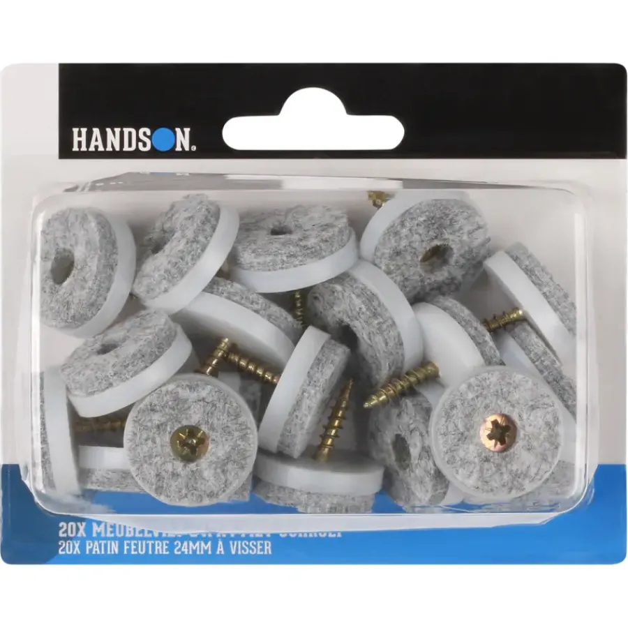 Handson meubelglijder viltglijder met schroef grijs Ø24 mm 20 stuks