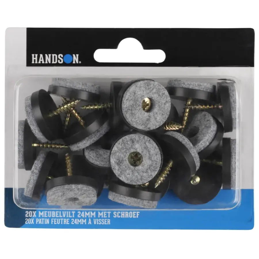 Handson meubelglijder viltglijder met schroef Ø24 mm bruin 20 stuks