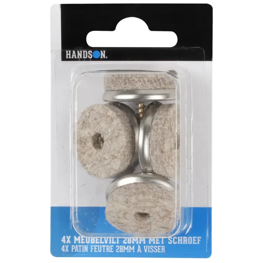 Handson meubelglijder viltglijder met schroef nikkel Ø28 mm 4 stuks