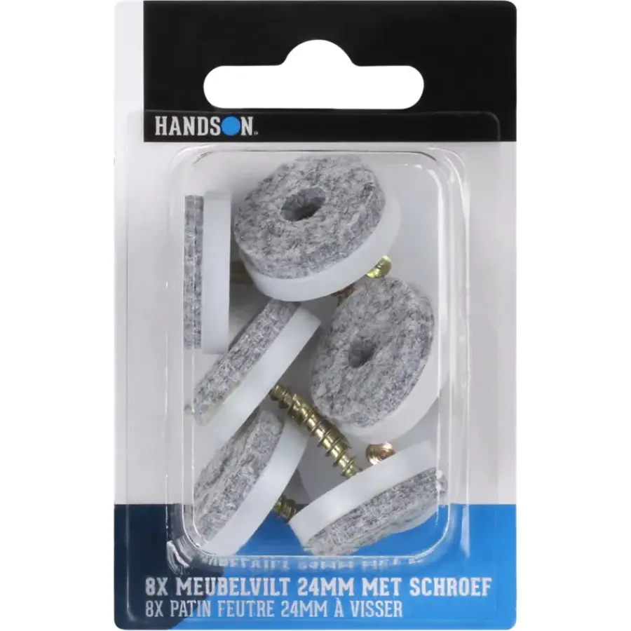 Handson meubelglijder viltglijder met schroef Ø24 mm grijs 8 stuks