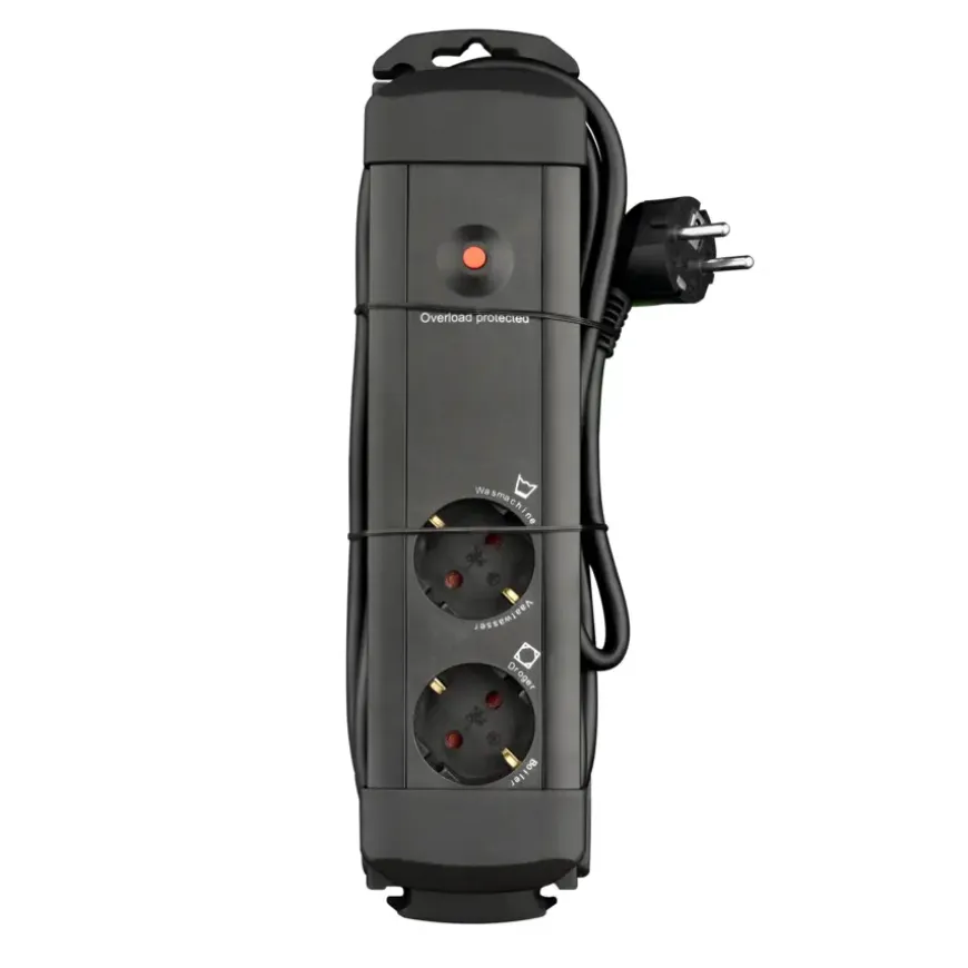 Handson Stekkerdoos 2-voudig Zwart 1,5 Meter Wasmachine / Droger