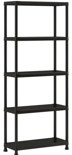 Handson stellingkast kunststof zwart 5 legborden 25 kg/legbord 176x75x32 cm