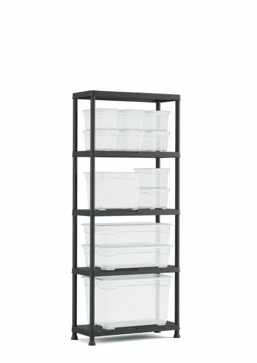 Handson stellingkast kunststof zwart 5 legborden 25 kg/legbord 176x75x32 cm