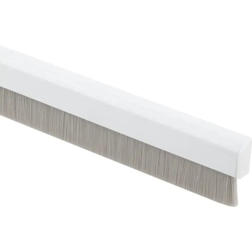 Handson tochtstrip wit aluminium 93 cm met grijze borstel