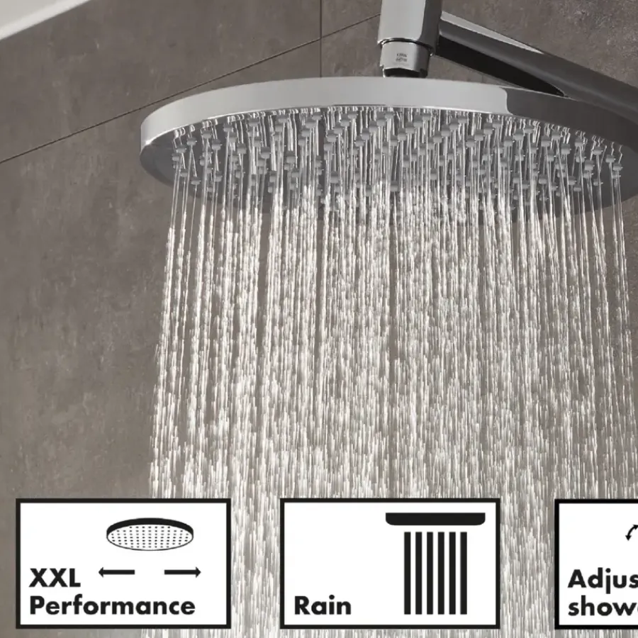 Hansgrohe regendoucheset Crometta S met handdouche en thermostaatkraan 2 standen chroom - hartafstand kraan 15 cm