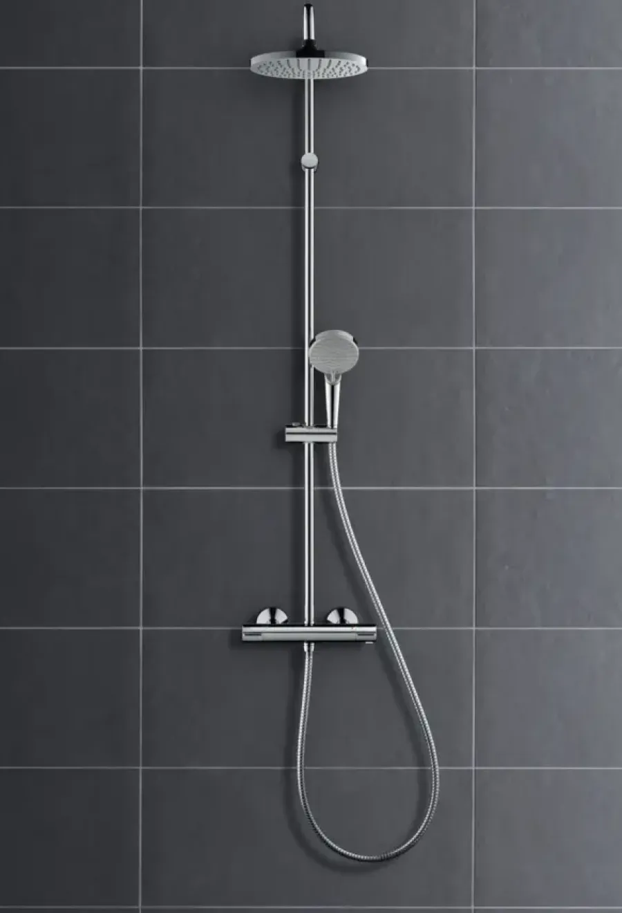 Hansgrohe regendoucheset Vernis Blend 200 met handdouche en thermostaatkraan 2 standen chroom - hartafstand kraan 15 cm