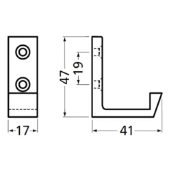 Hermeta garderobe jashaak mat zwart – geschikt voor lattenwand 1,7 cm – 1 stuk