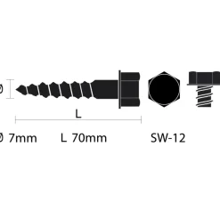 KARWEI Houtdraadbout gegalvaniseerd M7x70 mm 3 stuks