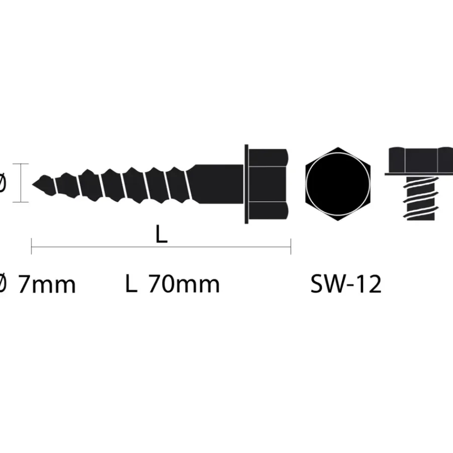 KARWEI Houtdraadbout gegalvaniseerd M7x70 mm 3 stuks